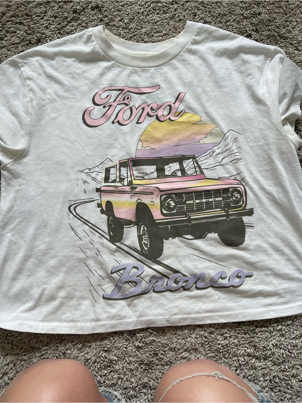 Hybrid Apparel Ford Bronco Tee - White with Pink & Purple Accents